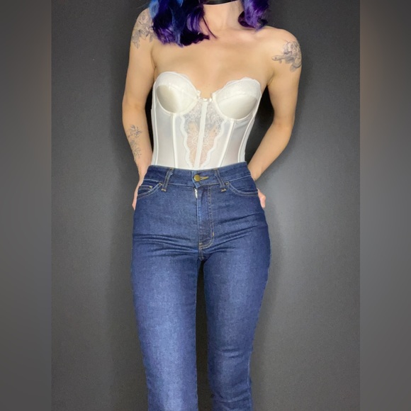 Vintage American Apparel Dark Stone Wash Stretch Denim Pencil Pant Skinny Jeans - Picture 2 of 7